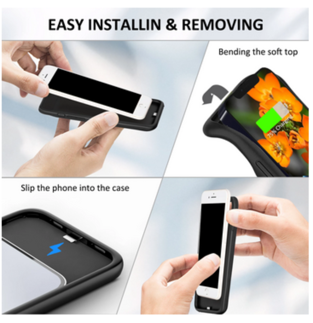 For iPhone 8 7 6 Plus SE External Battery Charger Case Power Bank Charging Cover