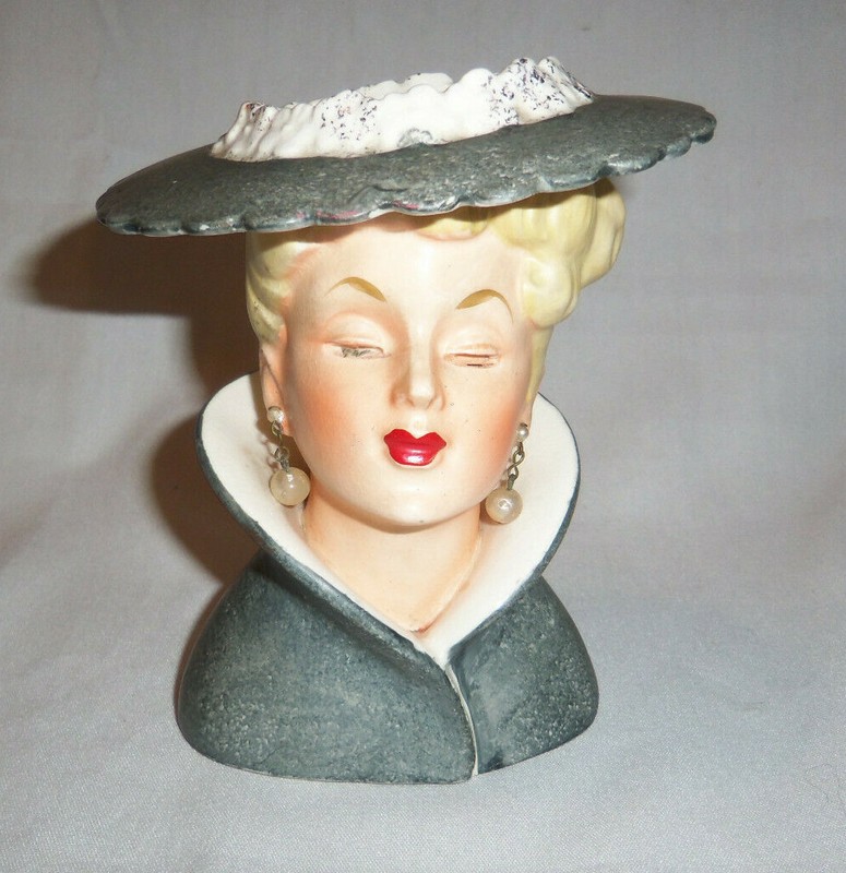 Vintage 1959 Ceramic Lady Head Vase Napco C3815a 5 5 Tall Japan
