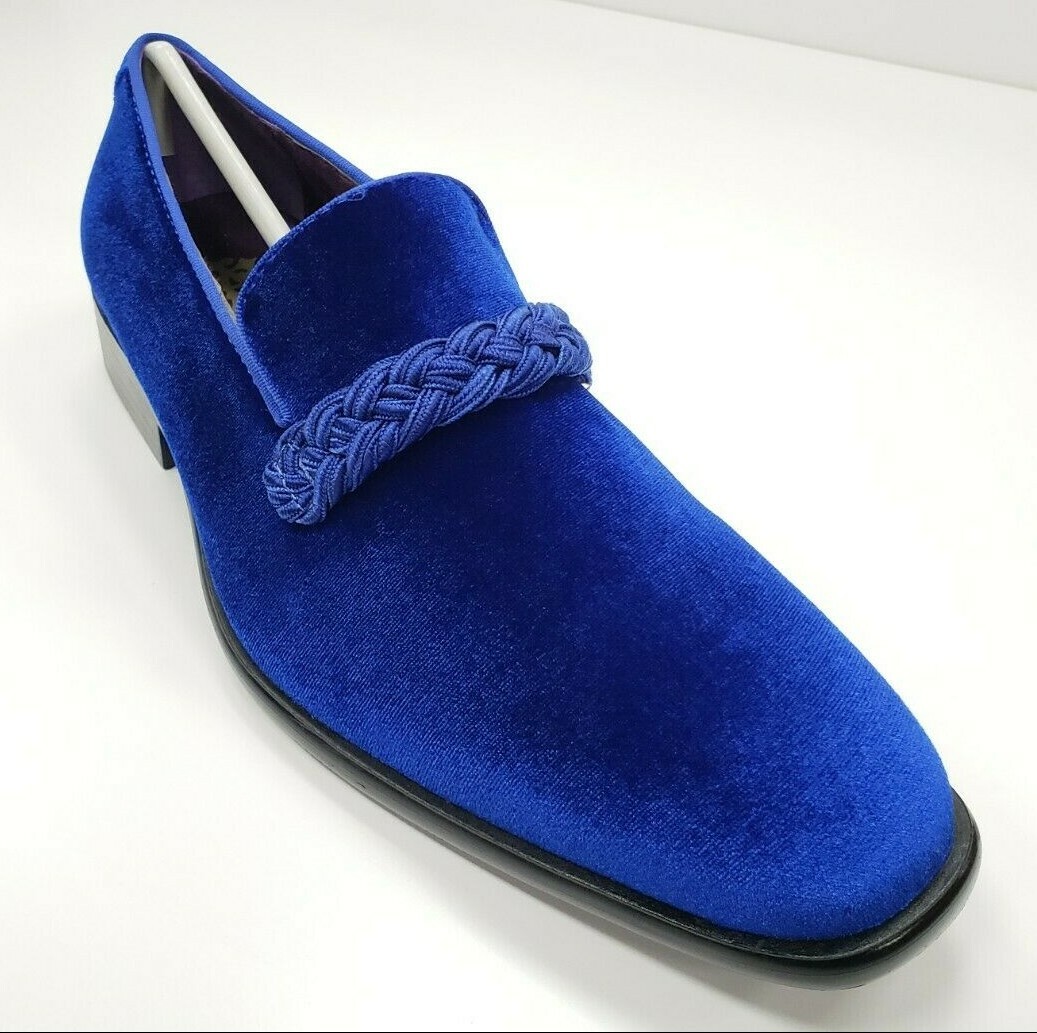 royal blue velvet loafers mens