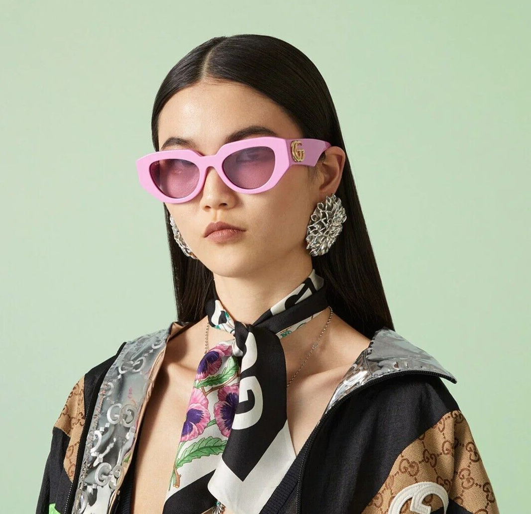 Pre-owned Gucci Gg1421s 004 Pink Pink Magenta Cat Eye Women Sunglasses Gg 1421s