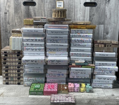 LOT OF 2600+ MIXED RUBBER STAMPS SETS SCRAPBOOK ARTS AND CRAFTS INK STAMPS