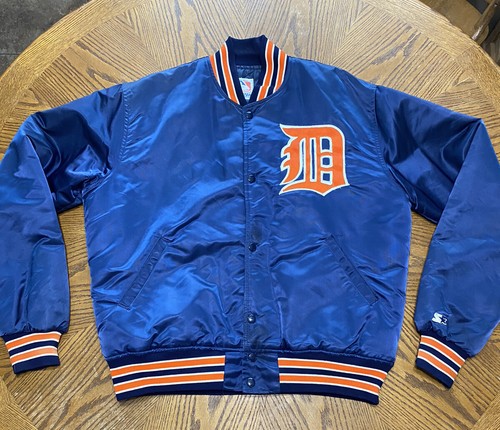 アメリカ STARTER社製 MLBジャケット デトロイト タイガース Vintage Detroit Tigers Baseball Starter Jacket Blue Satin