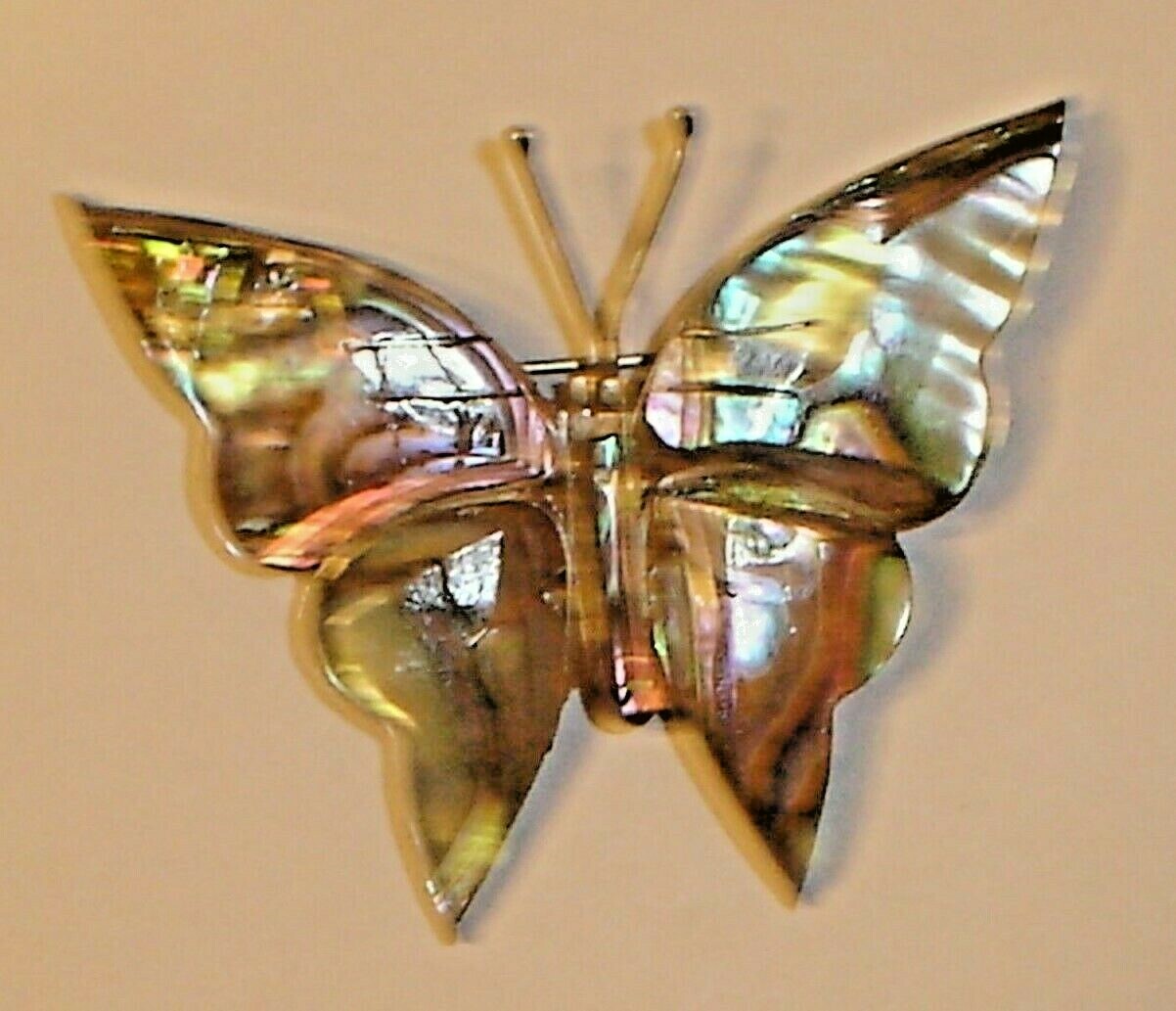 Vintage Lot (2) Sterling Silver Abalone Butterfly Brooches / Pins (.925)
