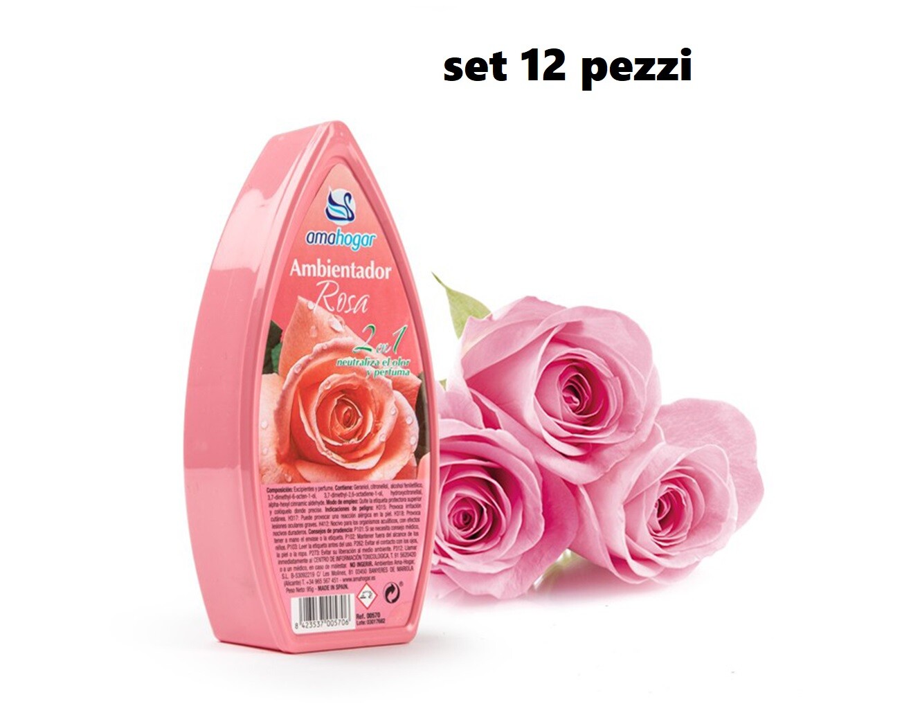 Set 12 Deodoranti Gel Profumo Ambiente Assorbiodori Fragranza Rosa dfh