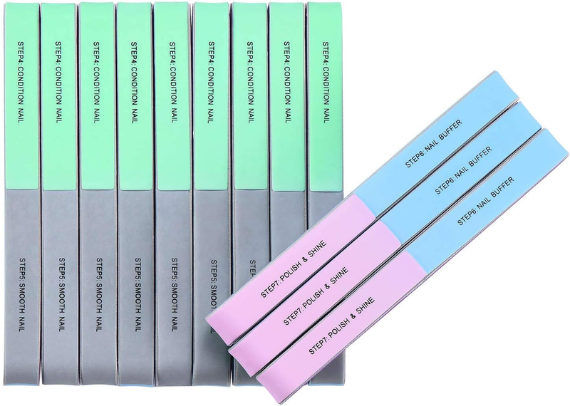 12 PCS IFUNSON Professional 7 Way Nail File and Buffers for Women Girls, Natural