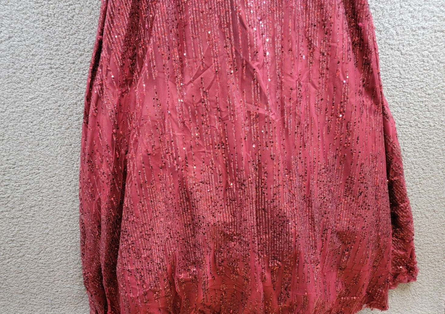 Say Yes to the Prom Glitter Mesh Gown Juniors' 7/8 Wine Square Neck Back Zip - Picture 4 of 16