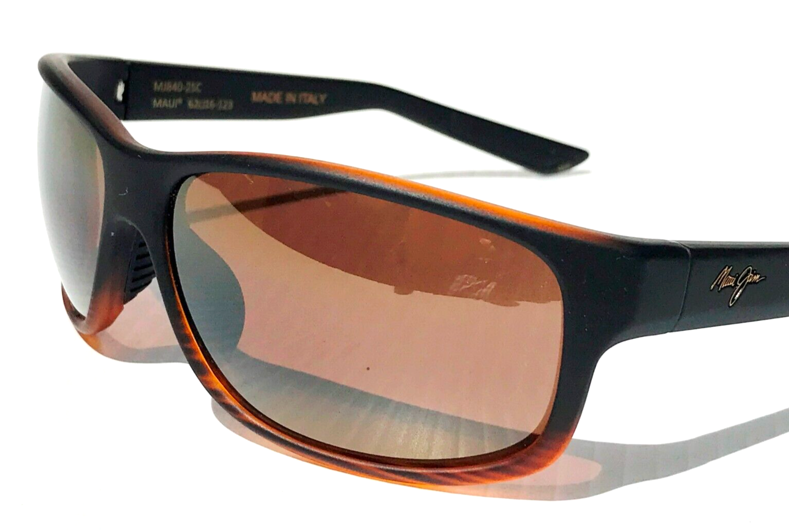 Pre-owned Maui Jim Kaiwi Channel Brown Stripe Polarized Bronze Glass Sunglass H840-25c