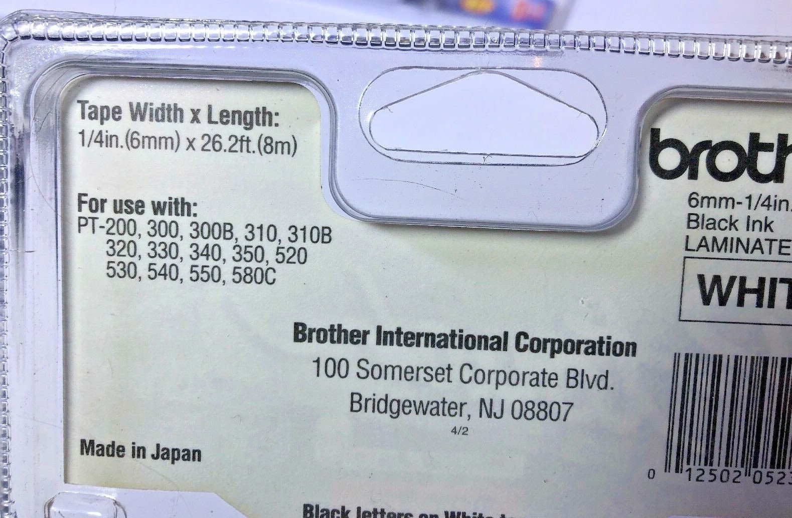 3x Black on White Label Tape TZ-211 6mm 1/4