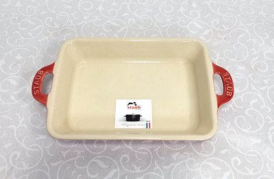 STAUB Mini Red Gratin Baking Ceramic Rectangular Dish 7.25''x 4.25''