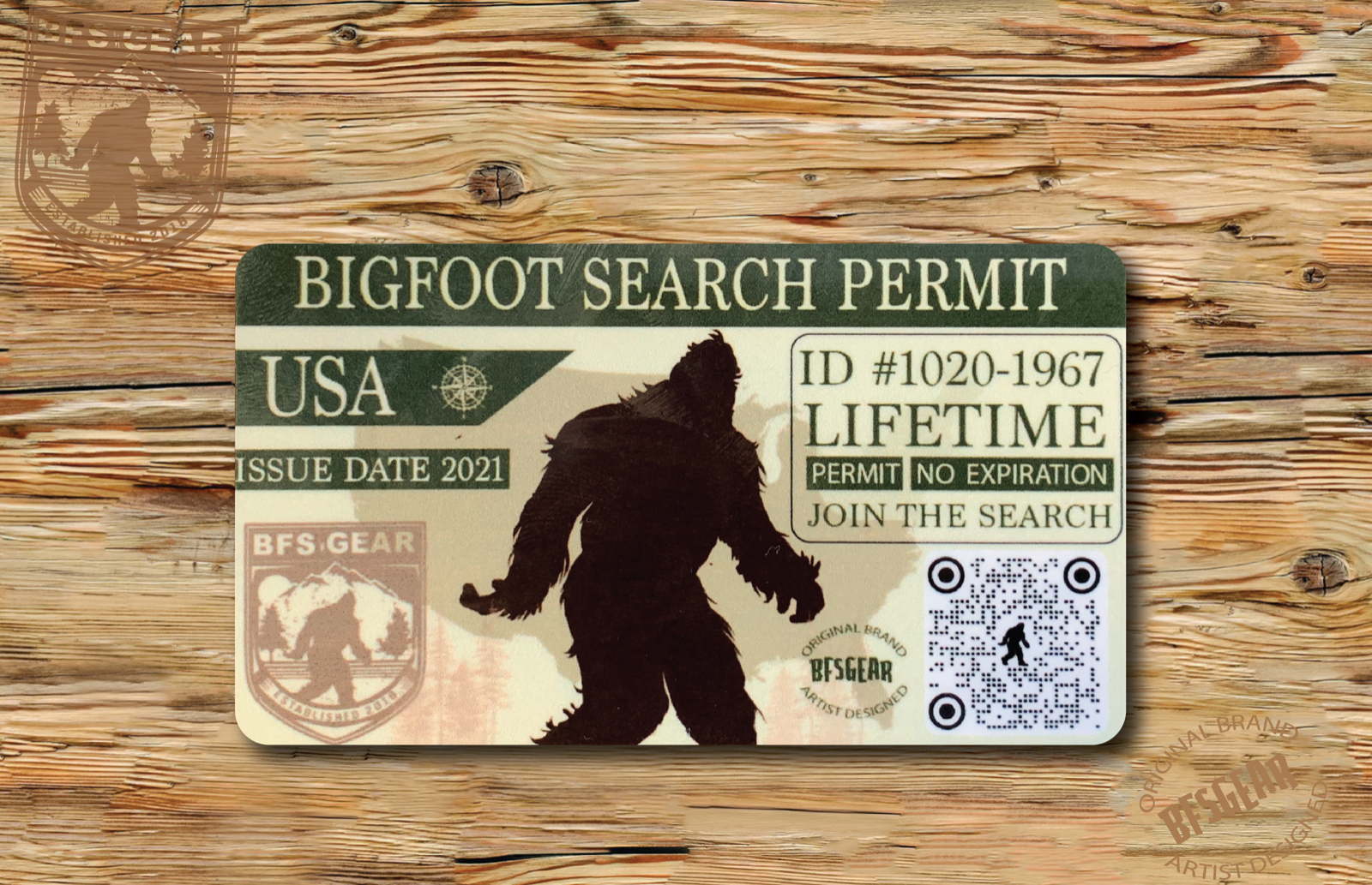 Bigfoot Search Permit 2x3.5 Decorative Wallet Sized Metal Card Man Cave Hunting
