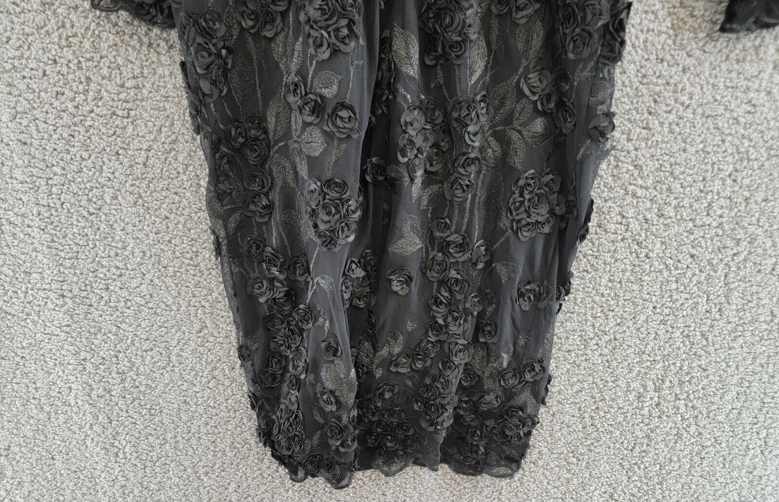 AQUA Long Sleeve Embroidered Dress Women's 6 Black Boat Neck Back Zip Closure - Picture 12 of 17