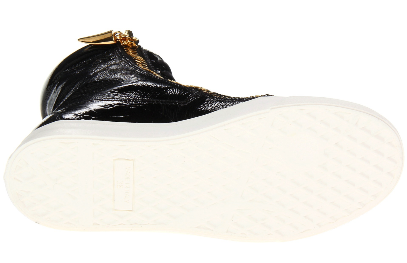 Pre-owned Giuseppe Zanotti Patent Leather London Sneakers Trainers High Top Shoes 41 In Black