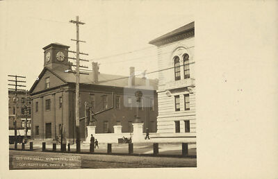 Old City Hall, Worcester, MA Massachusetts 1908 RPPC Photo Postcard Copy