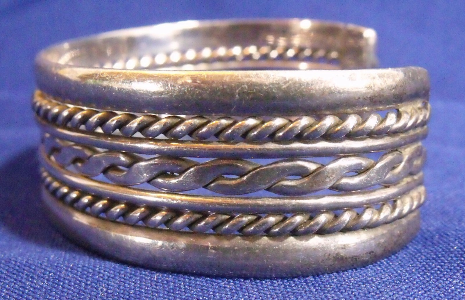 Taxco Mexico heavy sterling silver twist & flat wire cuff
