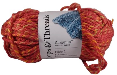 Loops and Threads Yarn  Ringspun Coral Reef Multi Knitting Crochet Orange