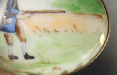 Vintage Limoges France Rochard Oval Trinket Box - Hand Painted Hunting Scene