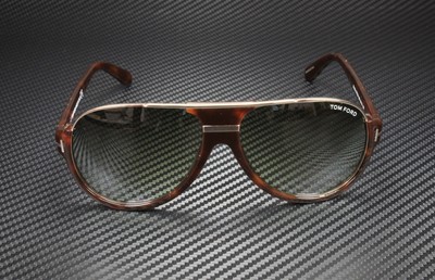 Pre-owned Tom Ford Dimitry Ft0334 56k Shiny Dk Havana Rose Gold Green 59 Men's Sunglasses