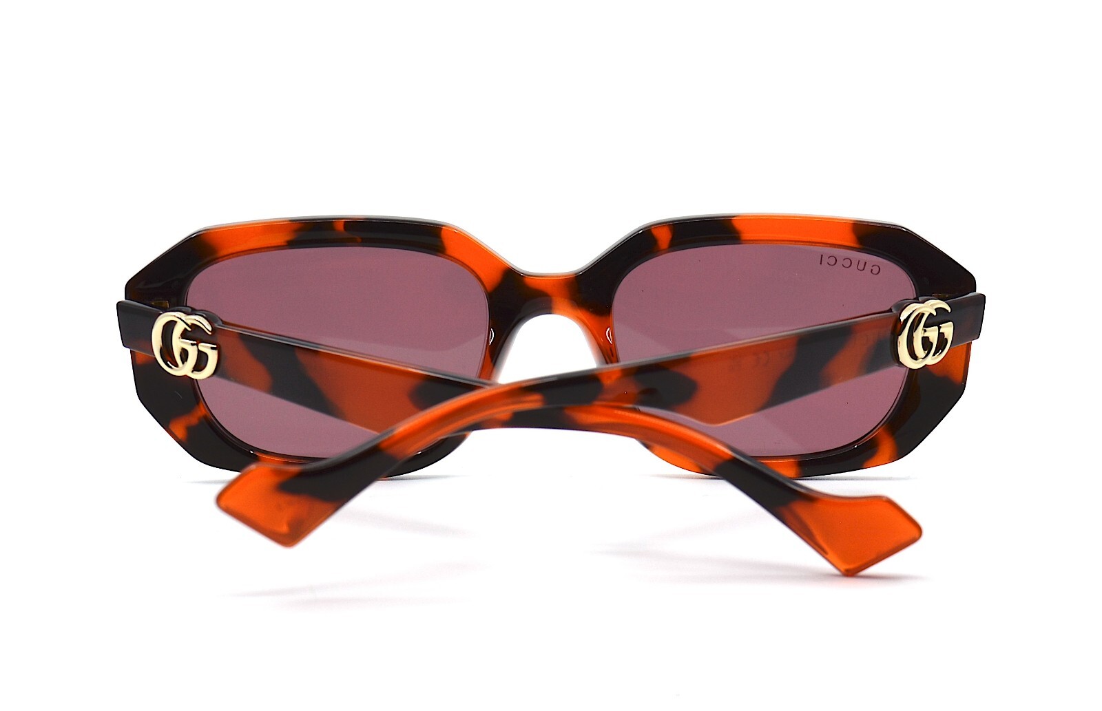 Pre-owned Gucci Gg1535s 005 Tortoise Orange Violet Lens Authentic Sunglasses 54-20 In Purple