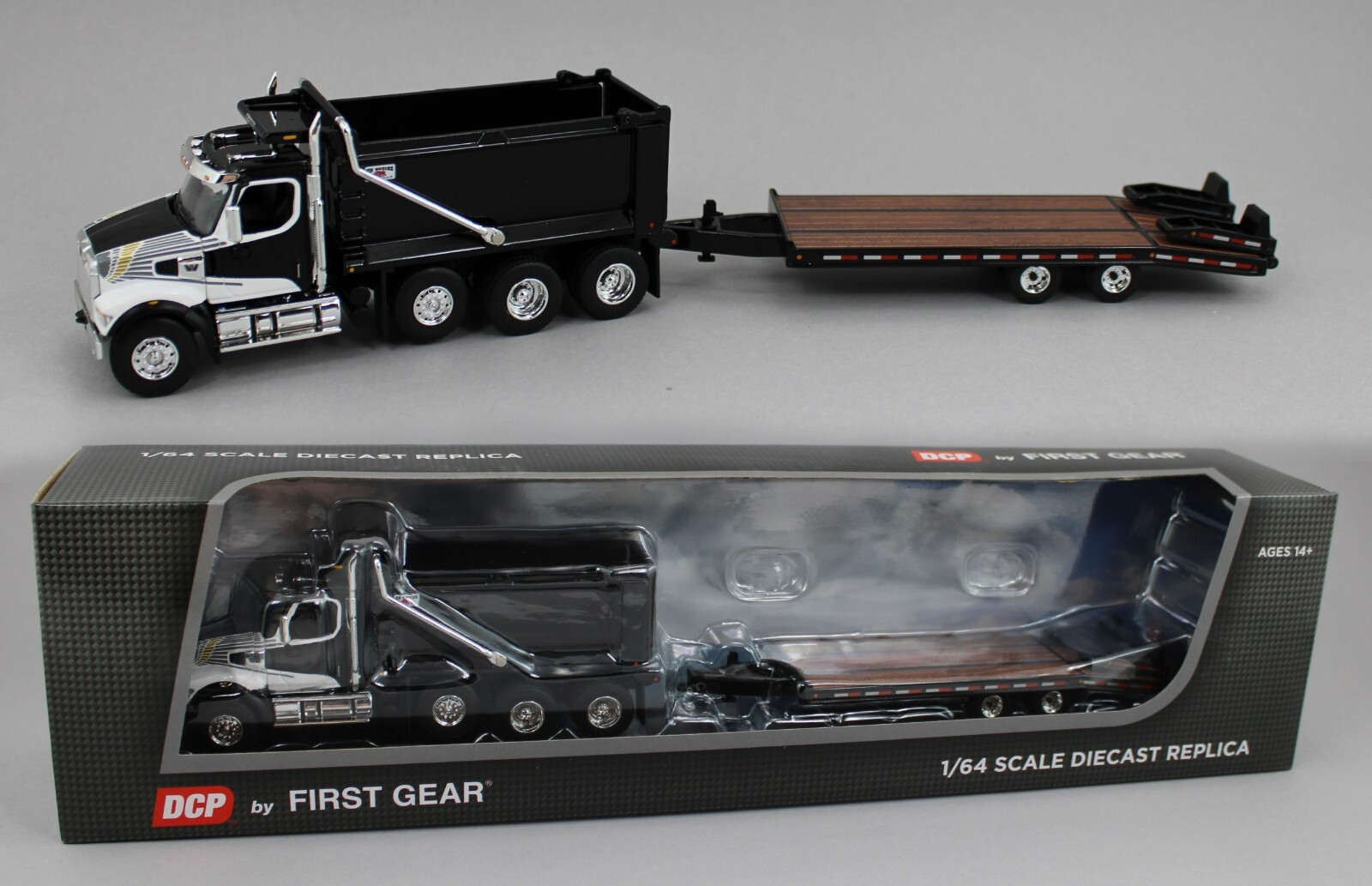 DCP 1:64 *BLACK* Western Star 49x Dump Truck w/Beavertail DCP 1:64 *BLACK* Western Star 49x Dump Truck w/Beavertail