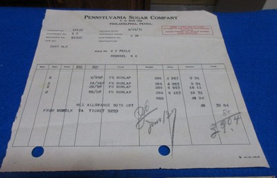 1937 Pennsylvania Sugar company Philadelphia Penn Quaker Sugar Invoice Envelope