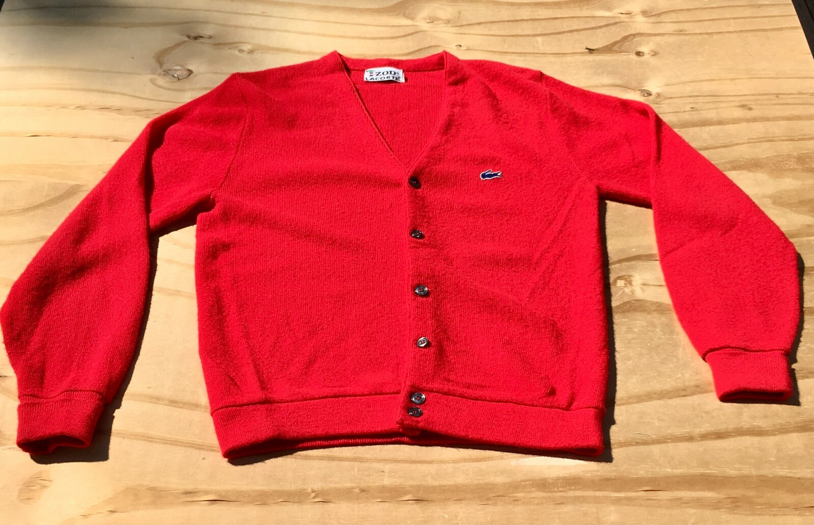 red lacoste mens cardigan vintage