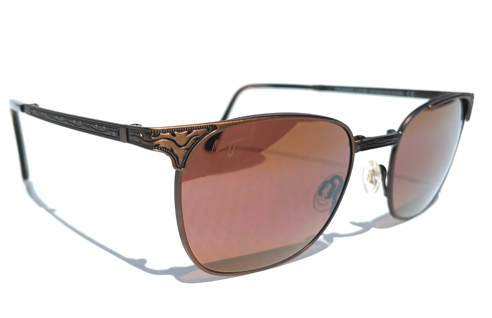 Pre-owned Maui Jim Stillwater Gold Engraved Polarized Bronze Folding Sunglass H706-16c In Brown