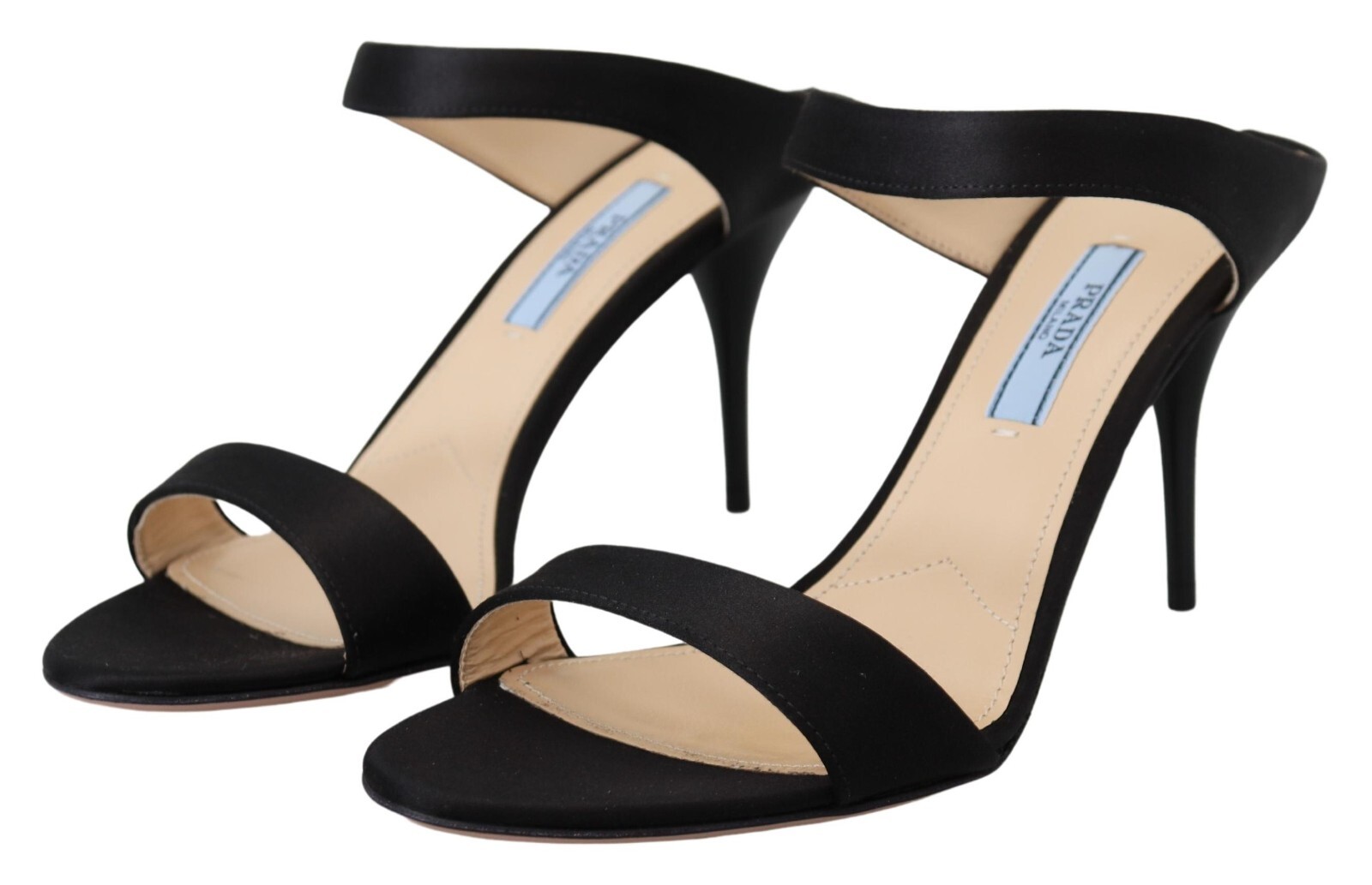 

PRADA Shoes Черные кожаные сандалии на шпильке с открытым носком EU37.5 / US7 980usd, Черный
