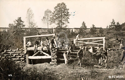 Bridging Vanderbilt Road Camp Wadsworth SC 1917 RPPC Photo Postcard COPY