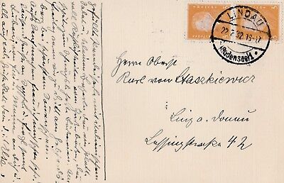 Postkarte verschickt von Lindau nach Linz aus dem Jahr 1932 an einen Oberst  