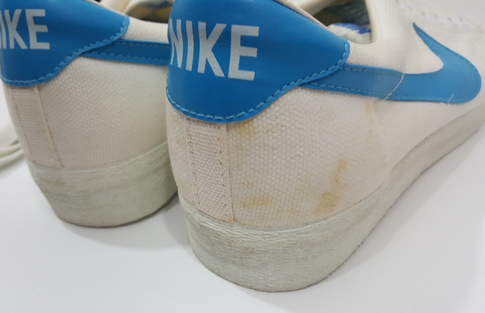 VTG 1980s Deadstock NIKE 3-Pointer Lo Baby Blue White Canvas US Mens Size 10 NOS