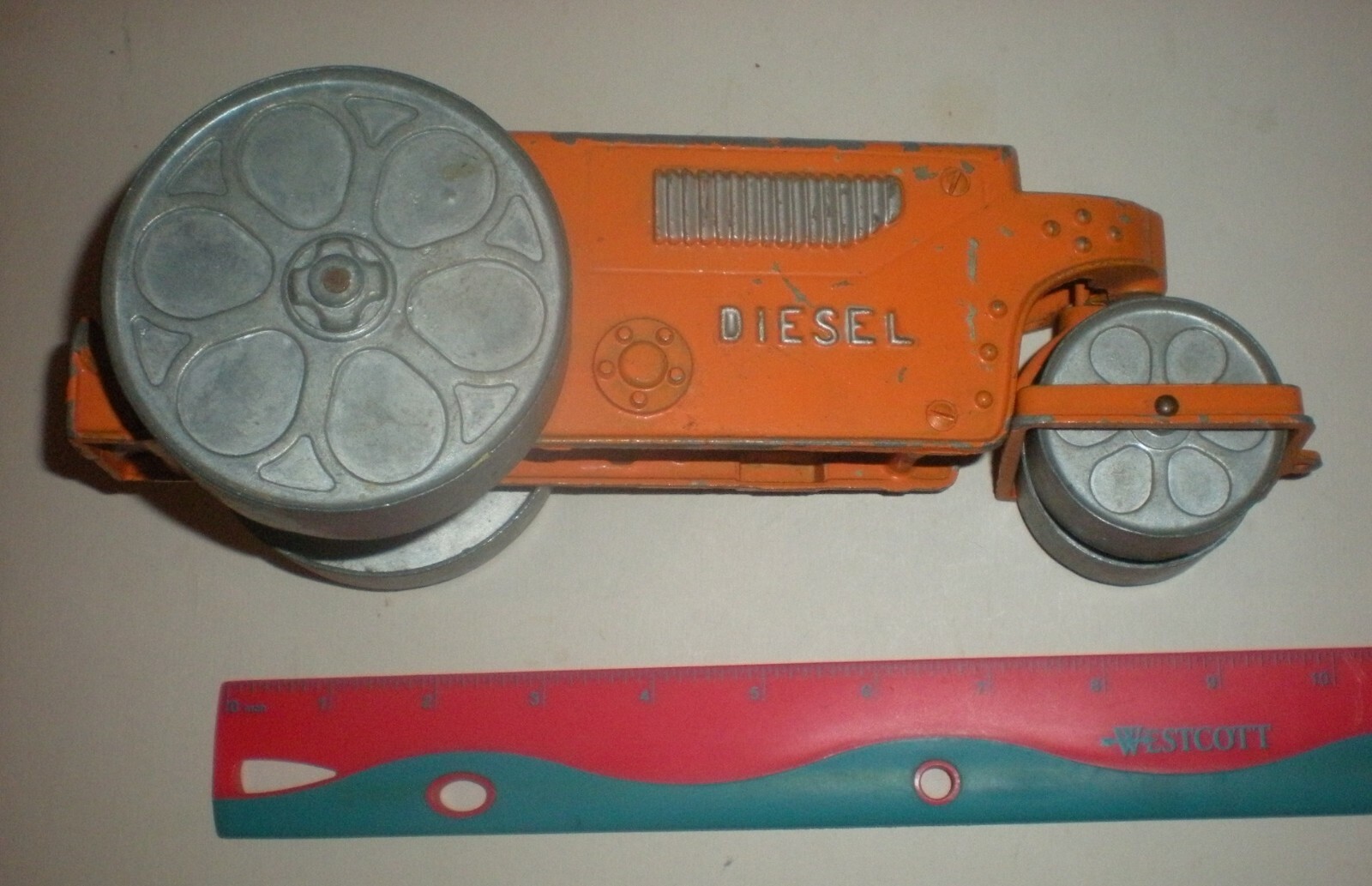 Vintage Metal Toys Hubley Diesel Steam Roller 400 & Yellow Tonka Bulldozer 300