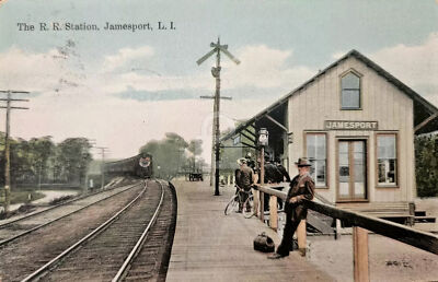 Jamesport Suffolk County NY New York LIRR Train Station RPPC Photo Postcard COPY