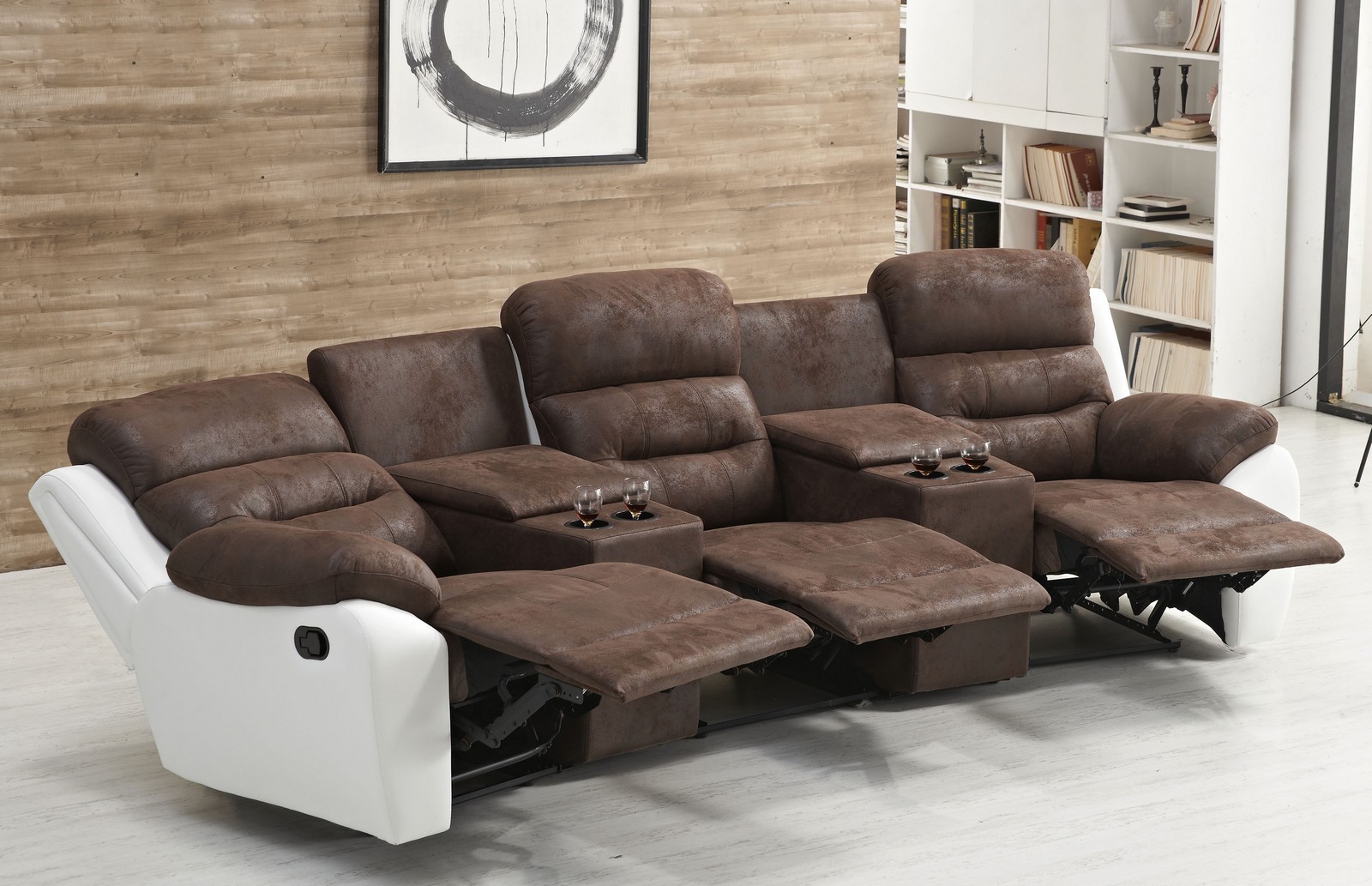 Mikrofaser Sofa Kinosofa Relaxcouch Fernsehsofa Heimkino 5131-Cup-3-PU 