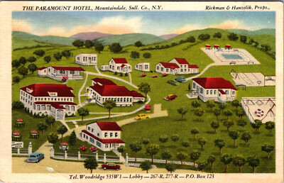 MOUNTAINDALE, NEW YORK - PARAMOUNT HOTEL - LANDIS VINTAGE LINEN POSTCARD