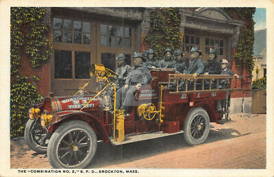 Brockton MA Massachusetts B. F. D. Combination No. 2 Firetruck Postcard Copy