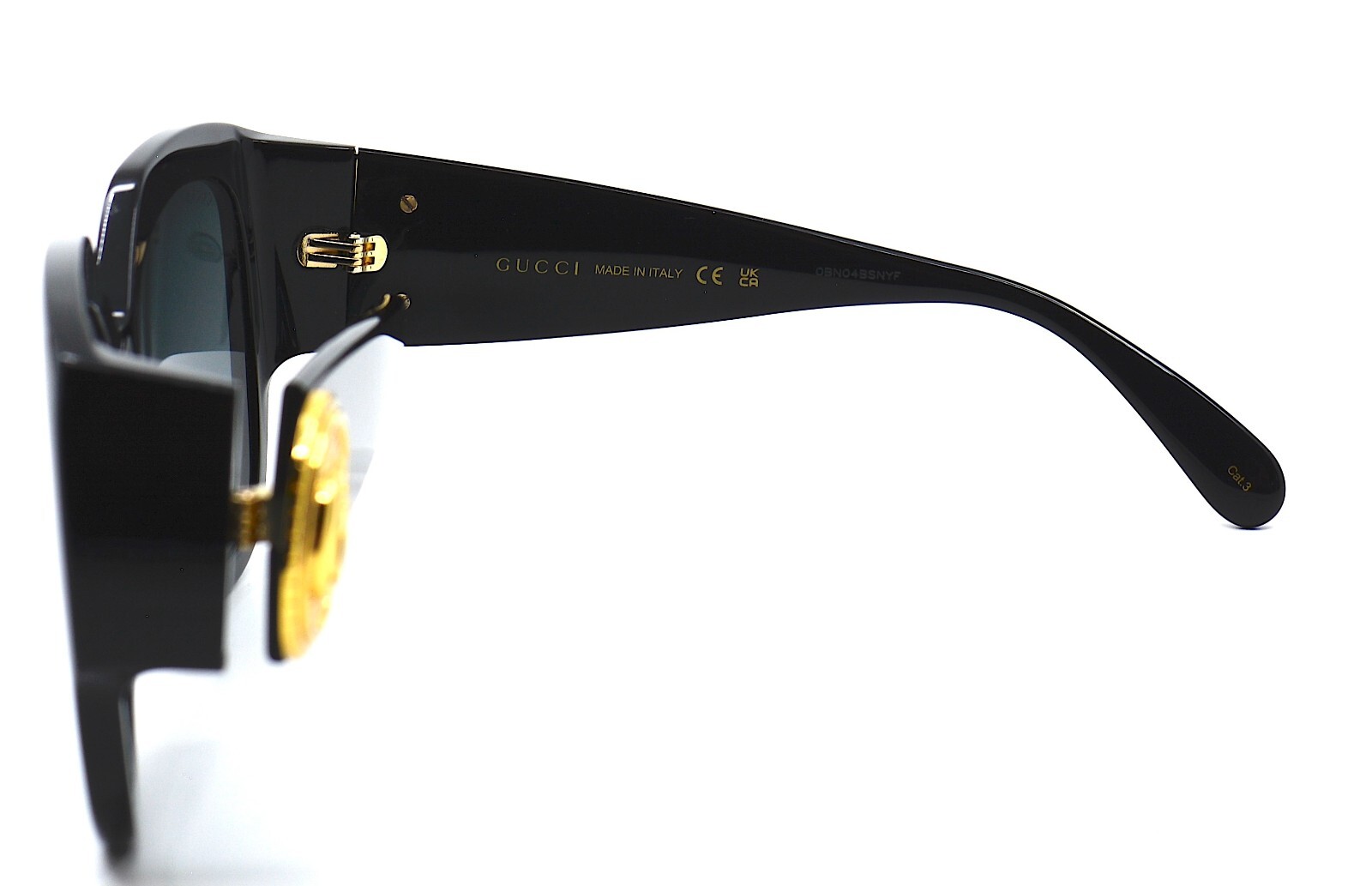 Pre-owned Gucci Gg1407s 001 Black Grey Authentic Sunglasses 54-19 In Gray
