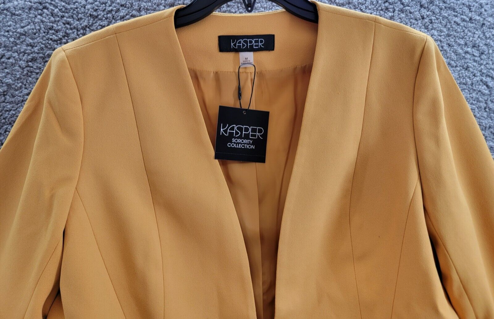 Kasper Collarless Open-Front Long-Sleeve Jacket Women's M Golden Signature Solid - Picture 3 of 16