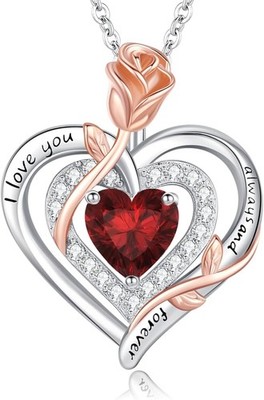 LAVUMO valentine Necklace gift for women Sterling Silver 925 Rose Flower  