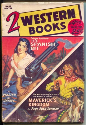 PULP:  2 Western Stories #15 Winter 1952-Allen Anderson spicy GGA cover-Walte...