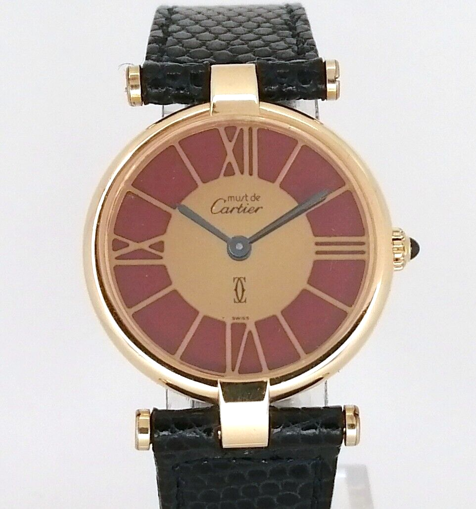(特価品) Cartier 925 argent 21 Cartier Paris Vermeil Watch Argent 925 18K Gold Plated W