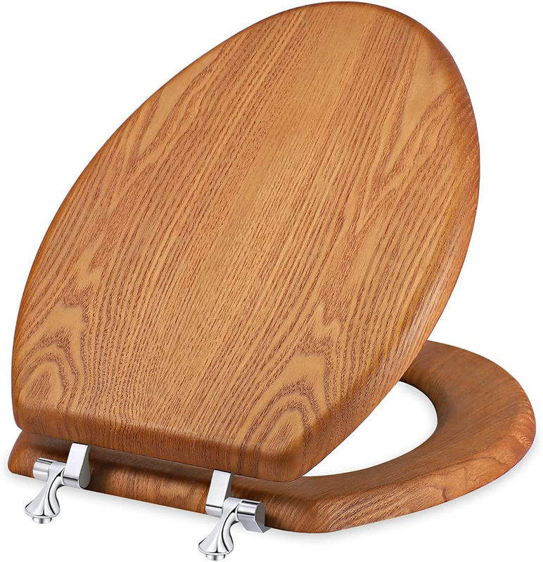 , Wooden Toilet Seats With Natural Wood Veneer, Zinc Alloy M