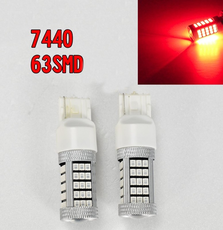 Front Signal Light With 63 LED Purple Bulbs – T20 7440 W21W – Fits GM Vehicles – Pair