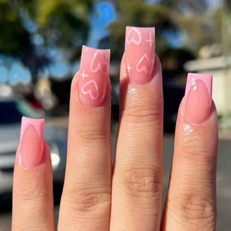 On Nails Medium Square Love Design Glossy