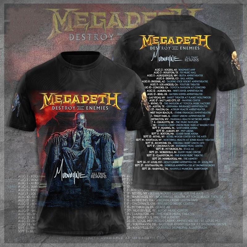 Megadeth Announces Destroy Destruction All Enemies Tour 2024 T-Shirt Men