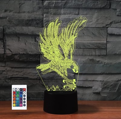 SUPERRUIDALONG 3D Eagle Night Lights Remote Control 16 Color Illusion Acrylic LE
