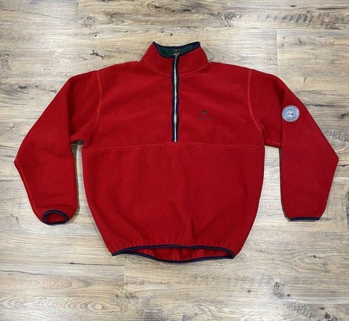 Timberland Vintage Fleece Jacket 90s Oversized Full Zip Red