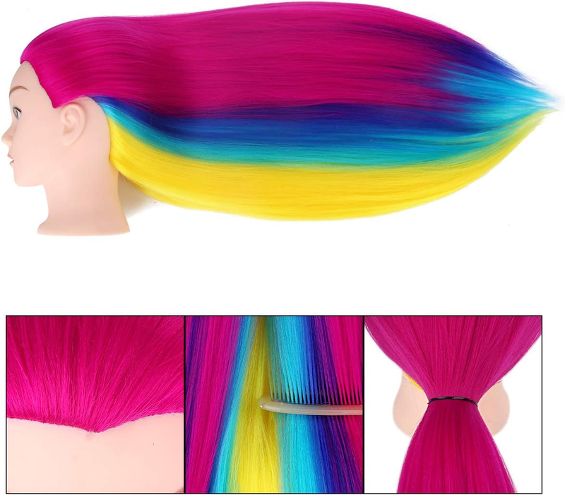 Training Head,  29" Colorful Hair Mannequin Manikin Head Cosmetology Doll Head P