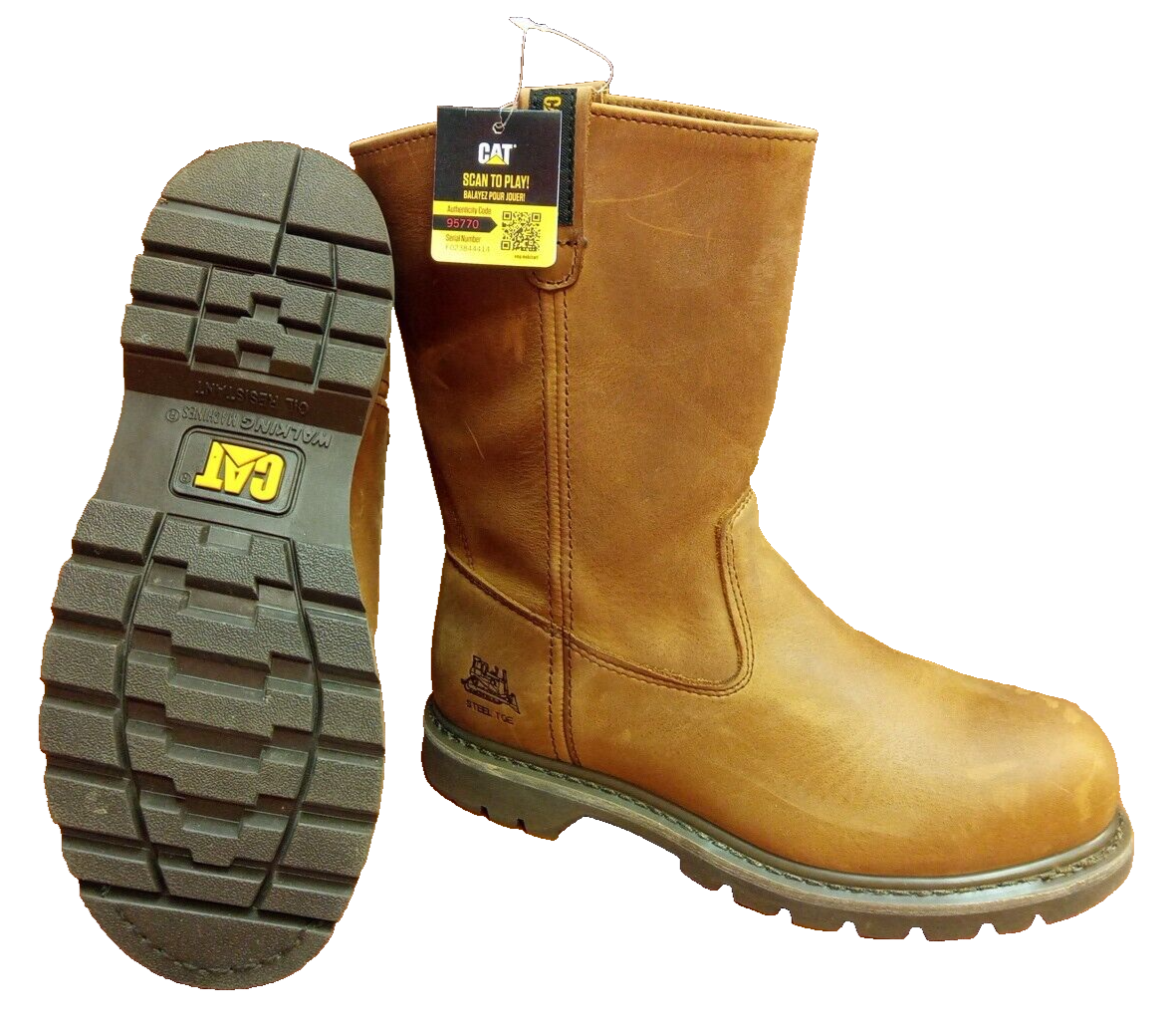 Caterpillar steel toe pull on boots online