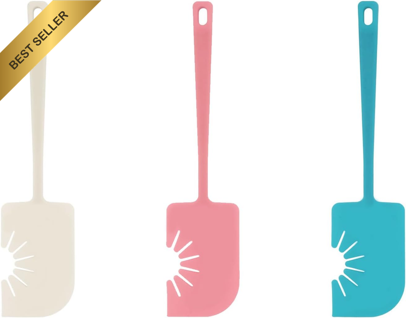 3Pcs Silicone Spatula, Cake Spatulas, Multipurpose Scraper Pink Cream Blue | Hea