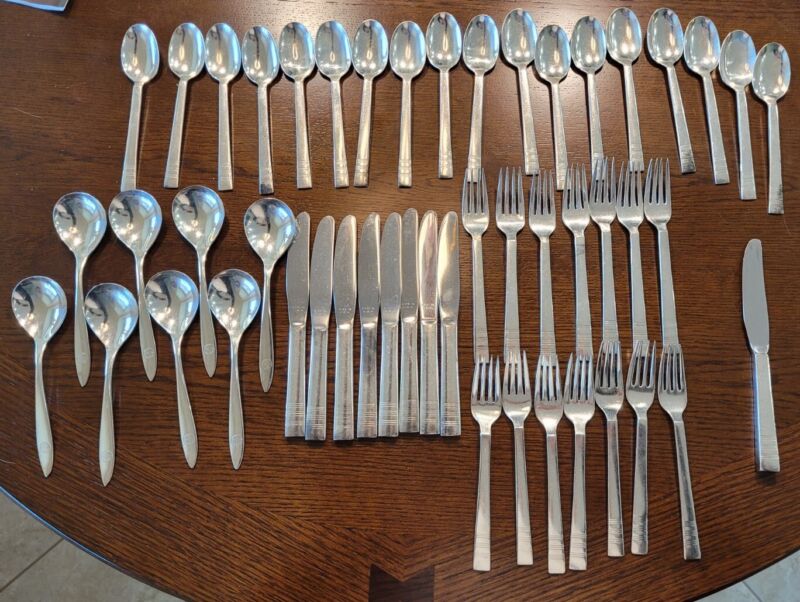 Vintage Pan Am PAA Logo Utensils Lot of 49 Pieces